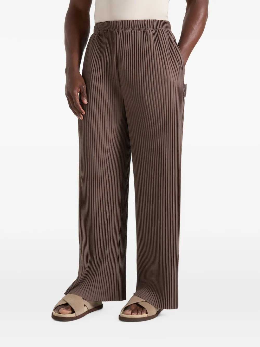 Manière De Voir Jonas in brown pleated wide-leg trousers