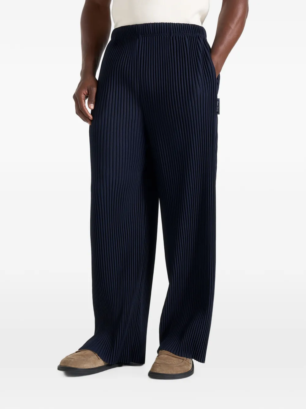 Manière De Voir Jonas in navy pleated wide-leg trousers - Blue