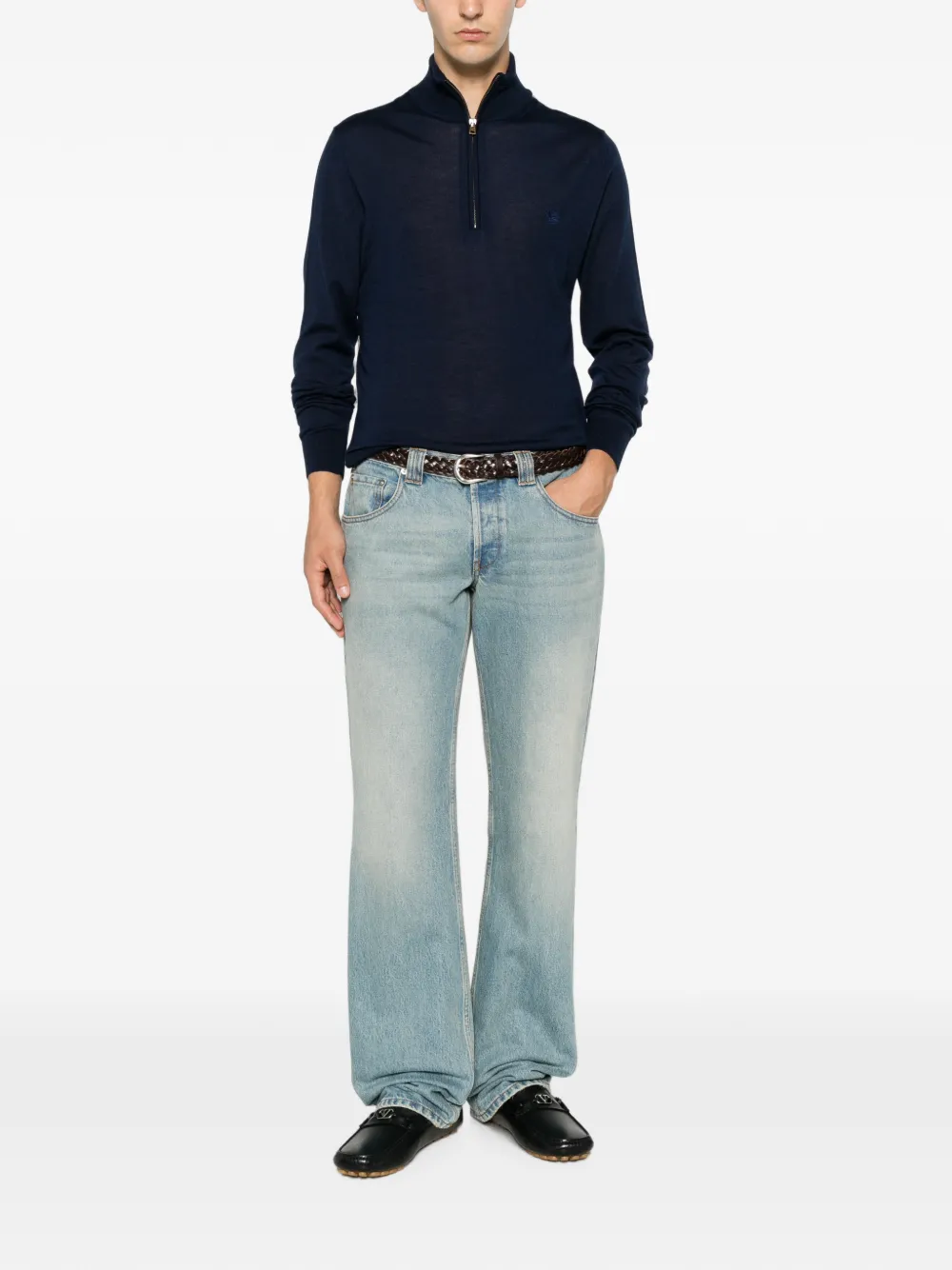 ETRO Trui met geborduurd logo en rits Blauw