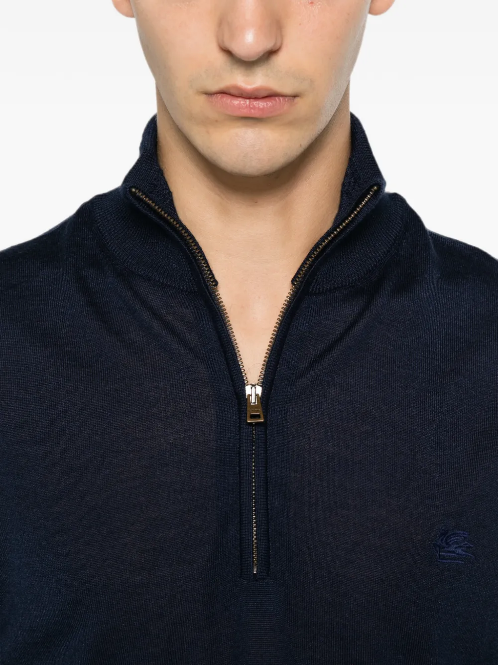 ETRO Trui met geborduurd logo en rits Blauw