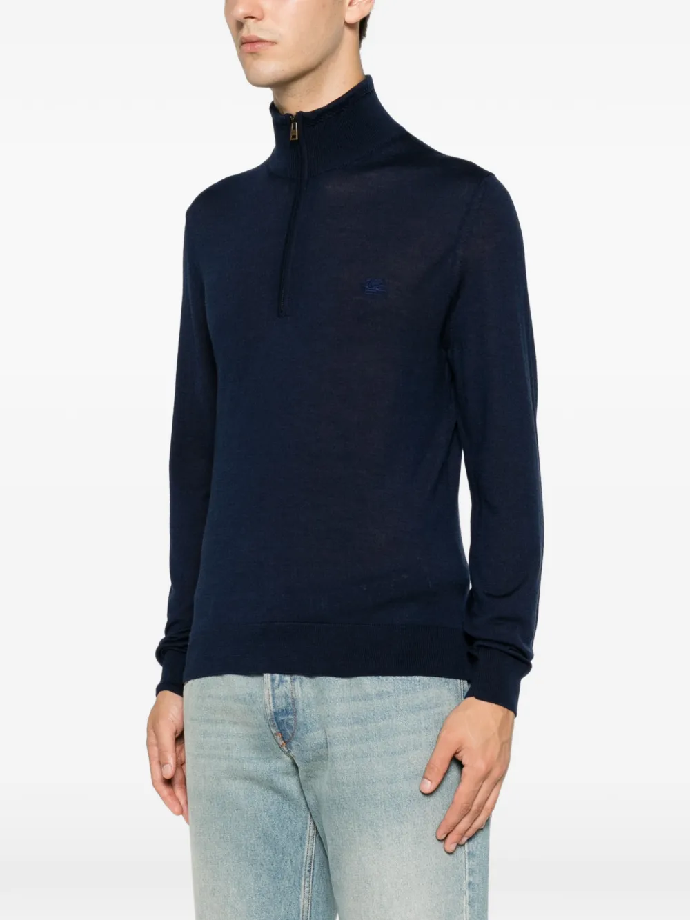 ETRO Trui met geborduurd logo en rits Blauw