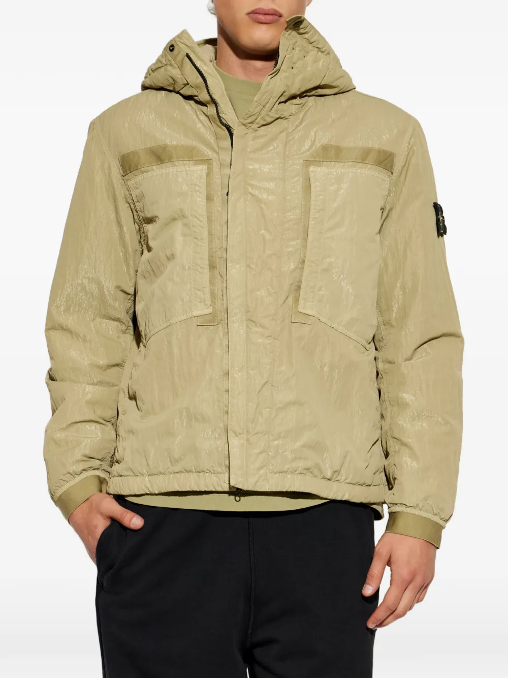 Stone Island Jack met capuchon en logopatch Groen