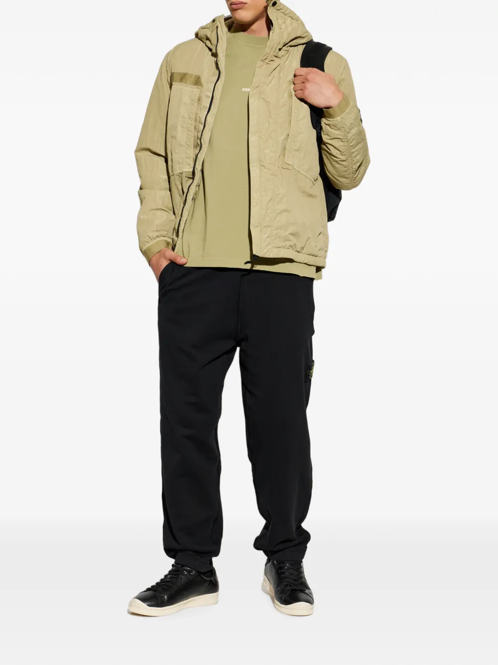 Stone Island Jack met capuchon en logopatch Groen