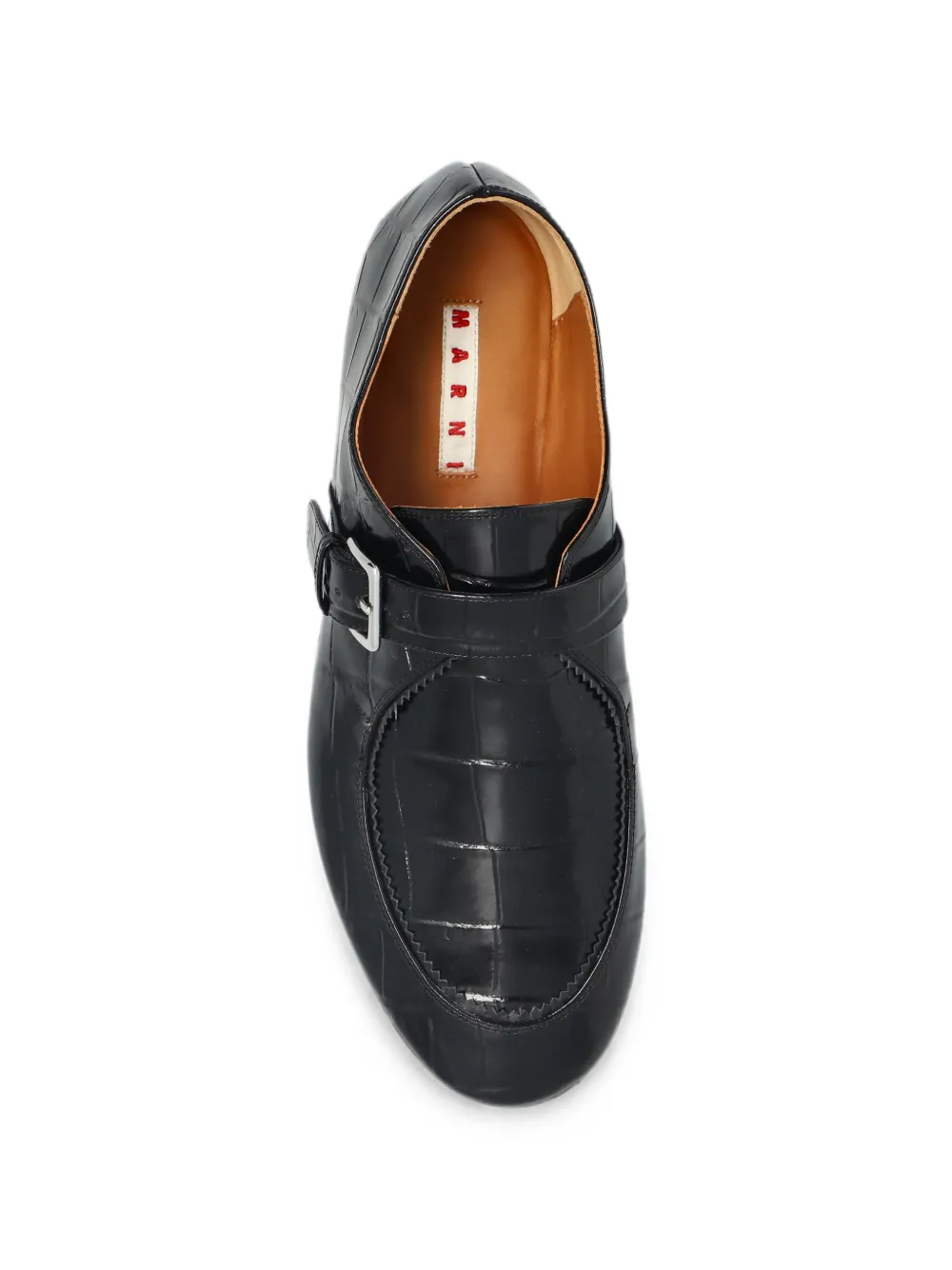 Marni Andy croc-effect buckled ballet flats Zwart