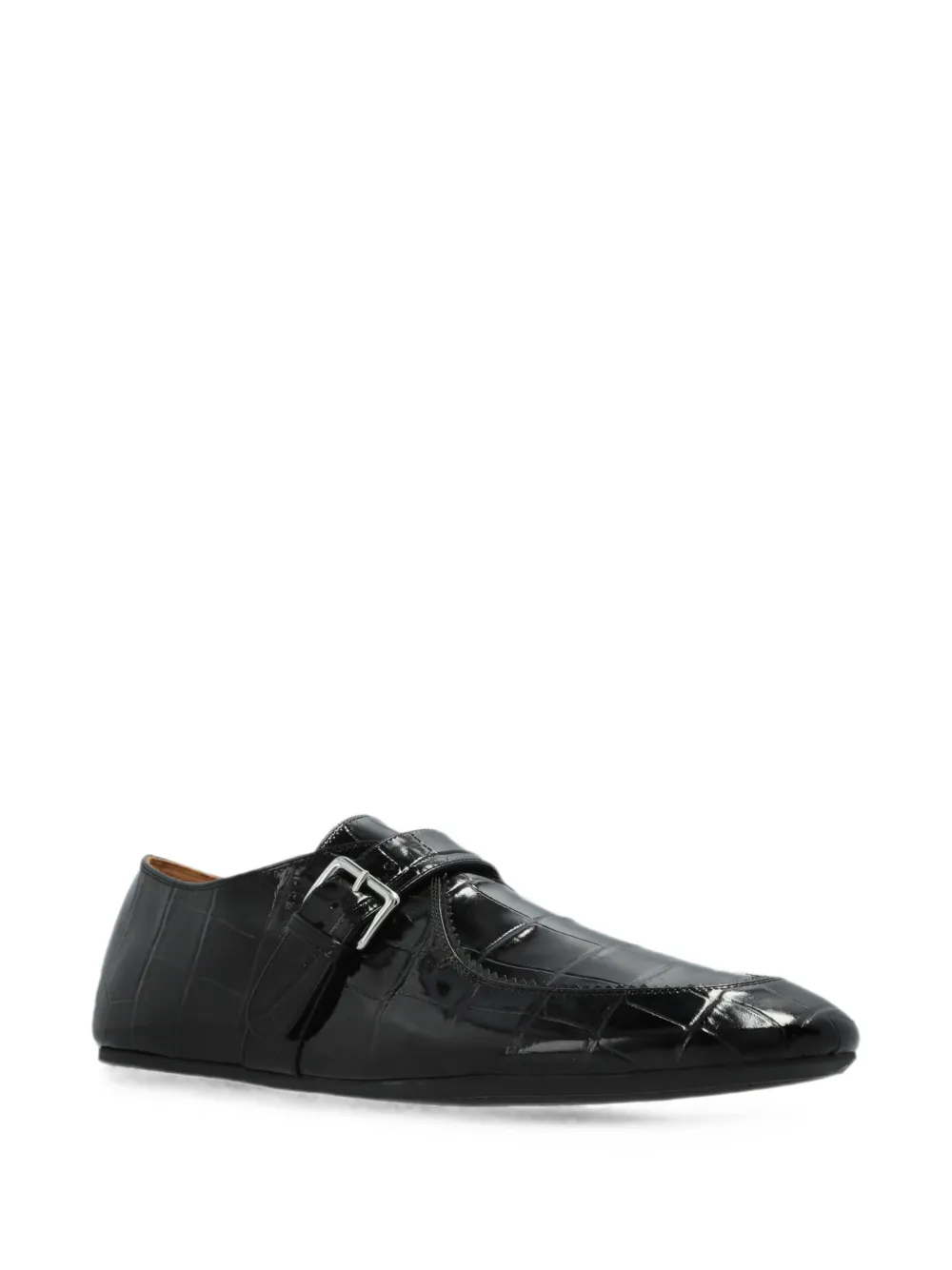 Marni Andy croc-effect buckled ballet flats Zwart