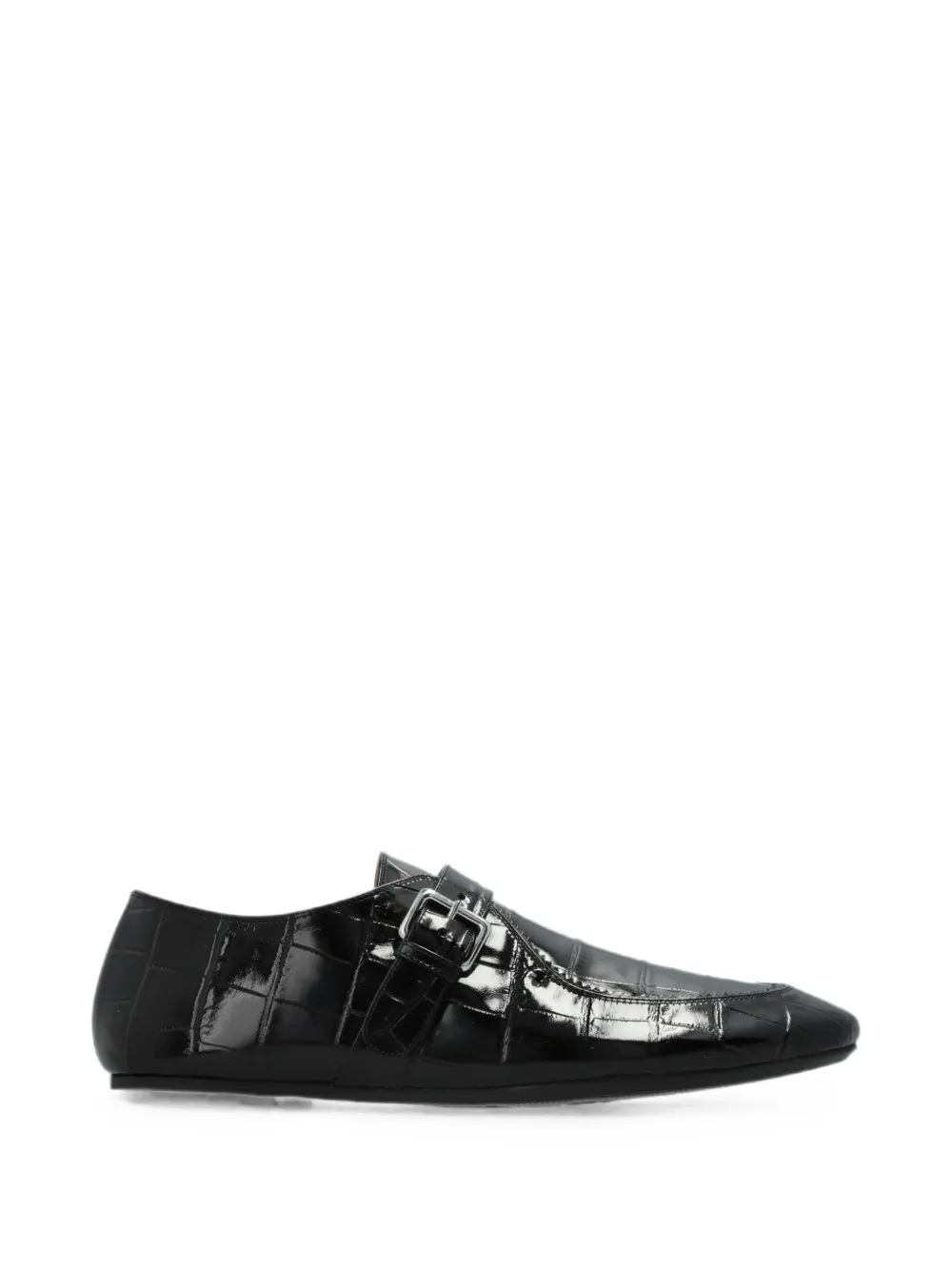 Marni Andy croc-effect buckled ballet flats Zwart