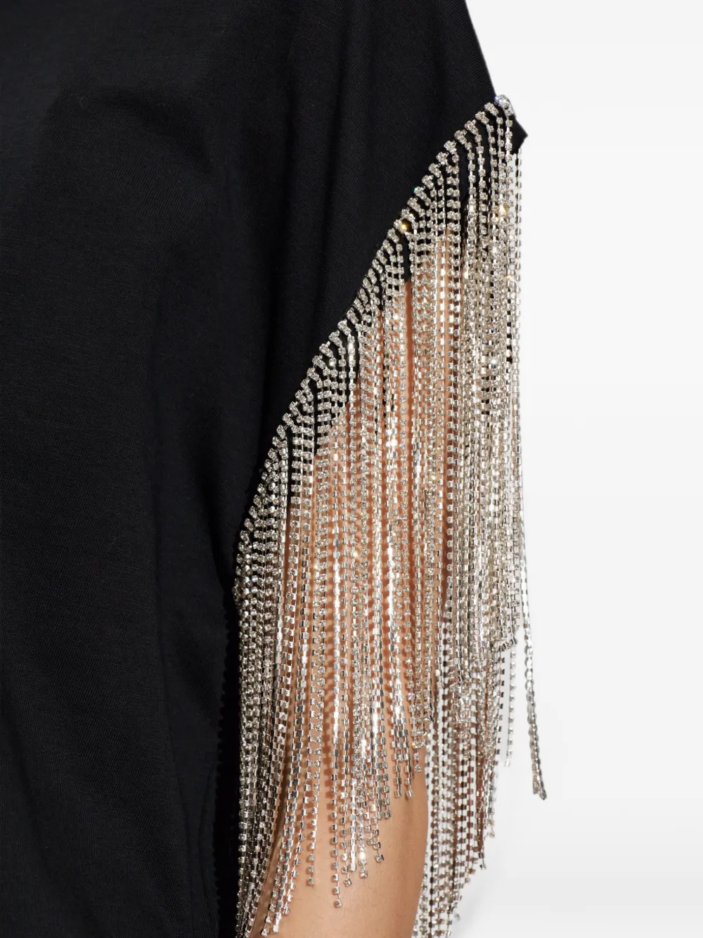 Sportmax Boxy T-shirt met franje en stras Zwart