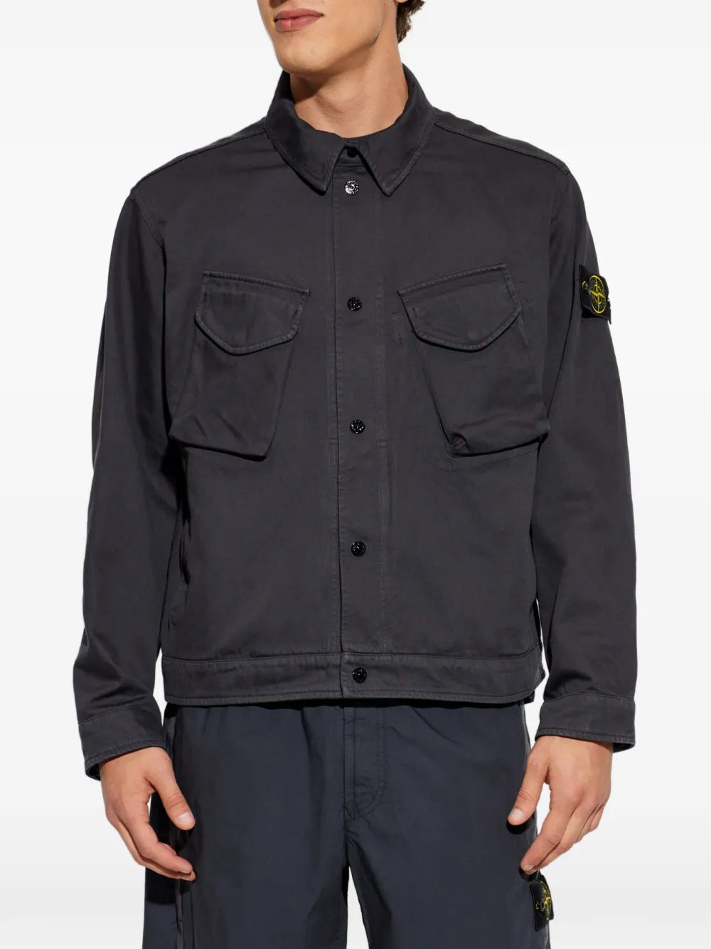 Stone Island Jack met logopatch Grijs
