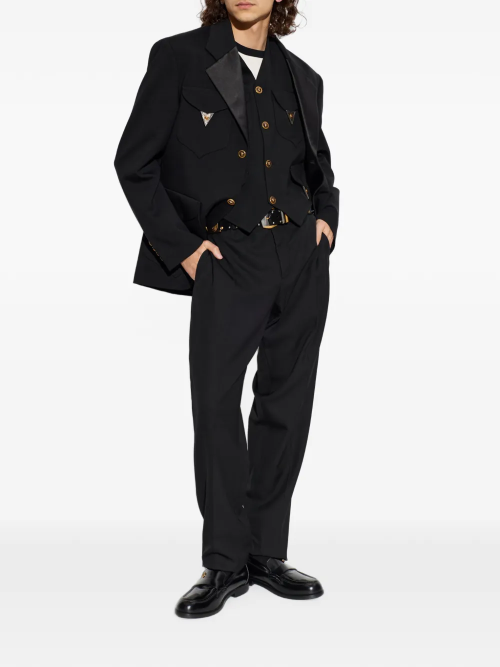 Versace Wollen gilet met applicatie Zwart