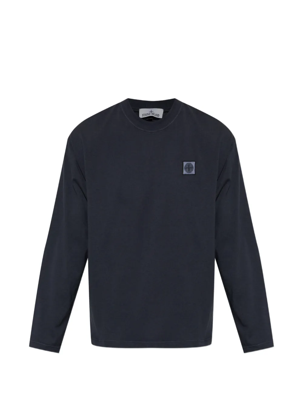 Stone Island 로고 패치 긴소매 티셔츠 | 블루 | Image 1