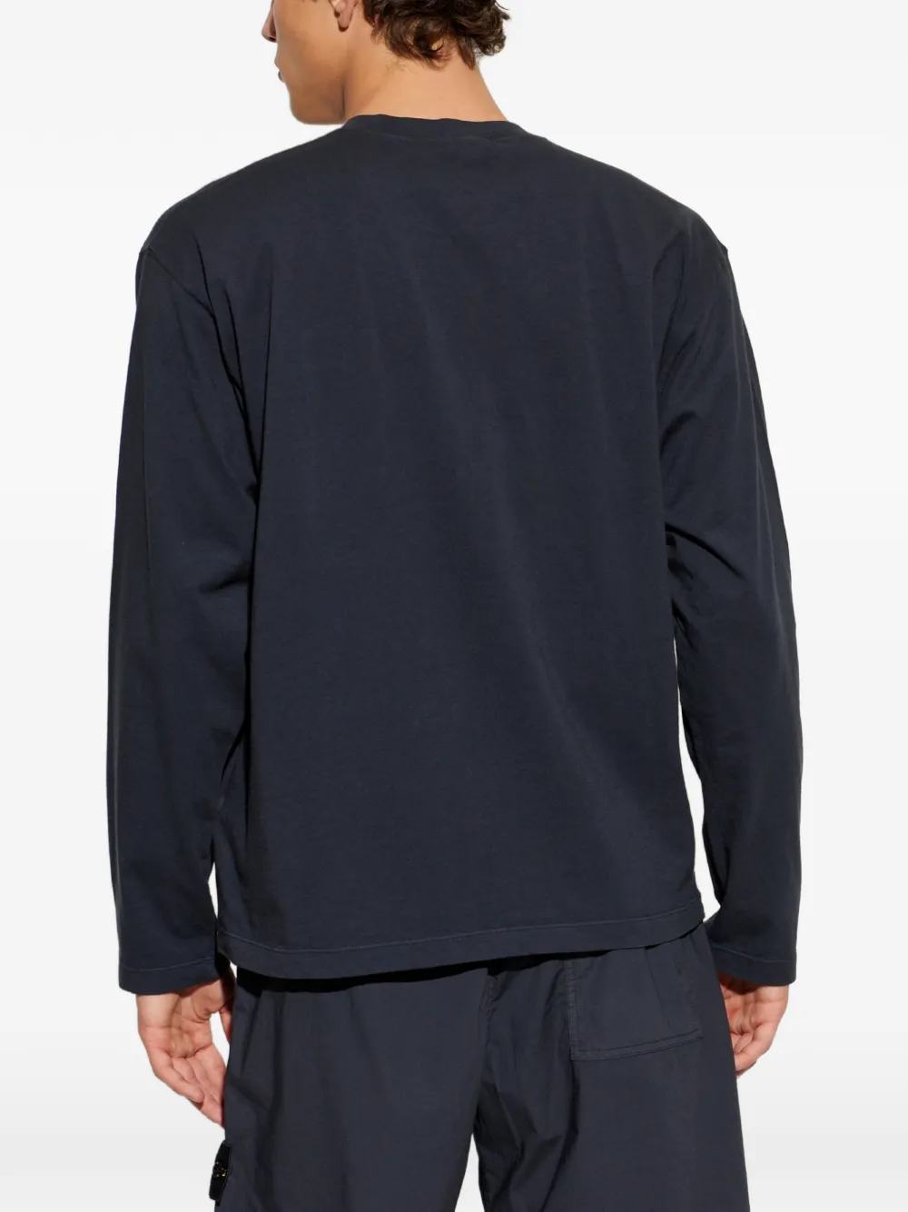 Stone Island T-shirt met logopatch en lange mouwen Blauw