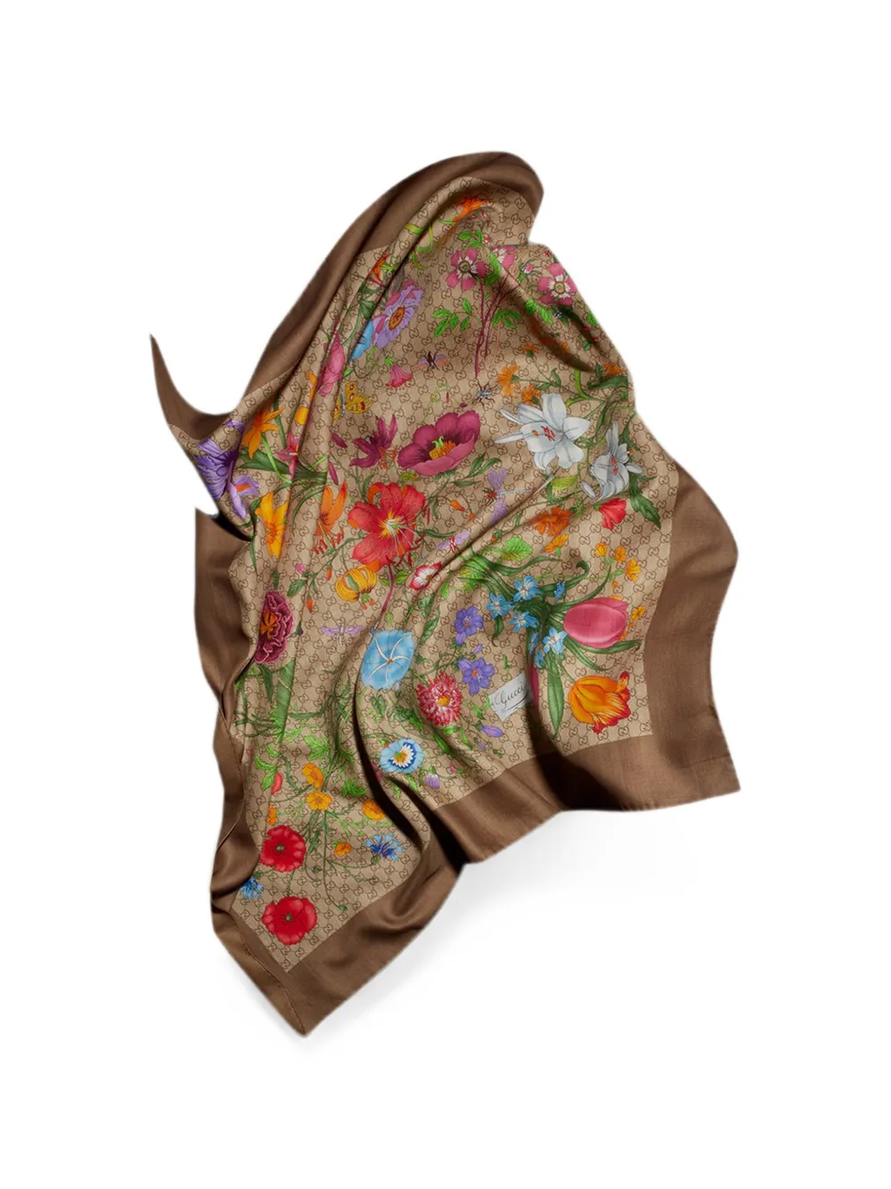 Gucci Sjaal met bloemenprint Beige