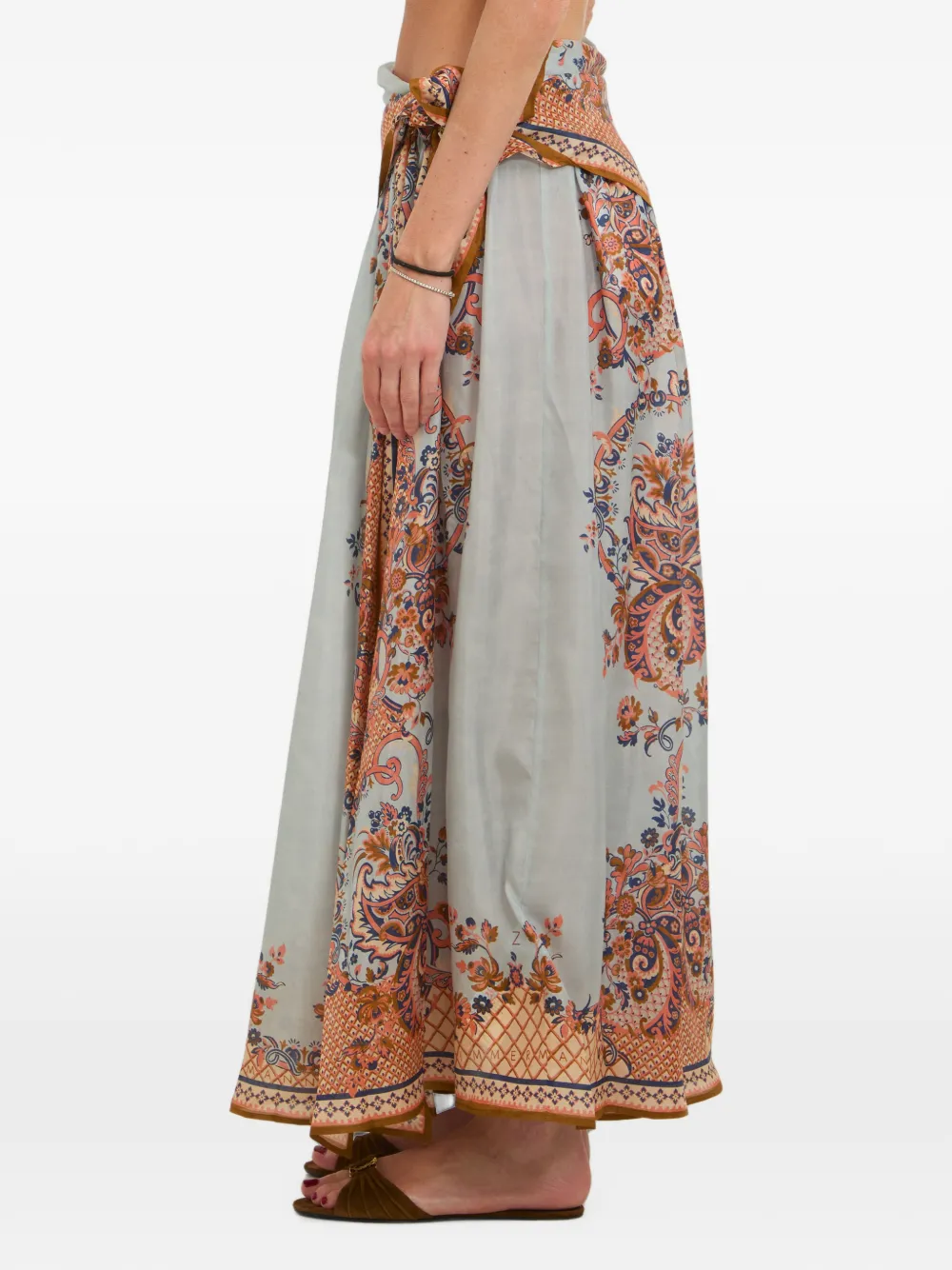 ZIMMERMANN Aster midi-rok met sjaal Blauw
