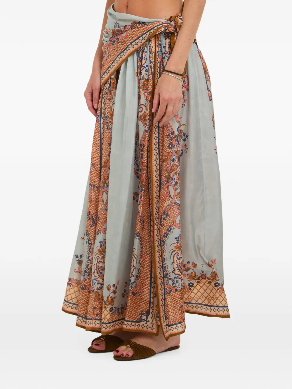 ZIMMERMANN Aster midi-rok met sjaal Blauw