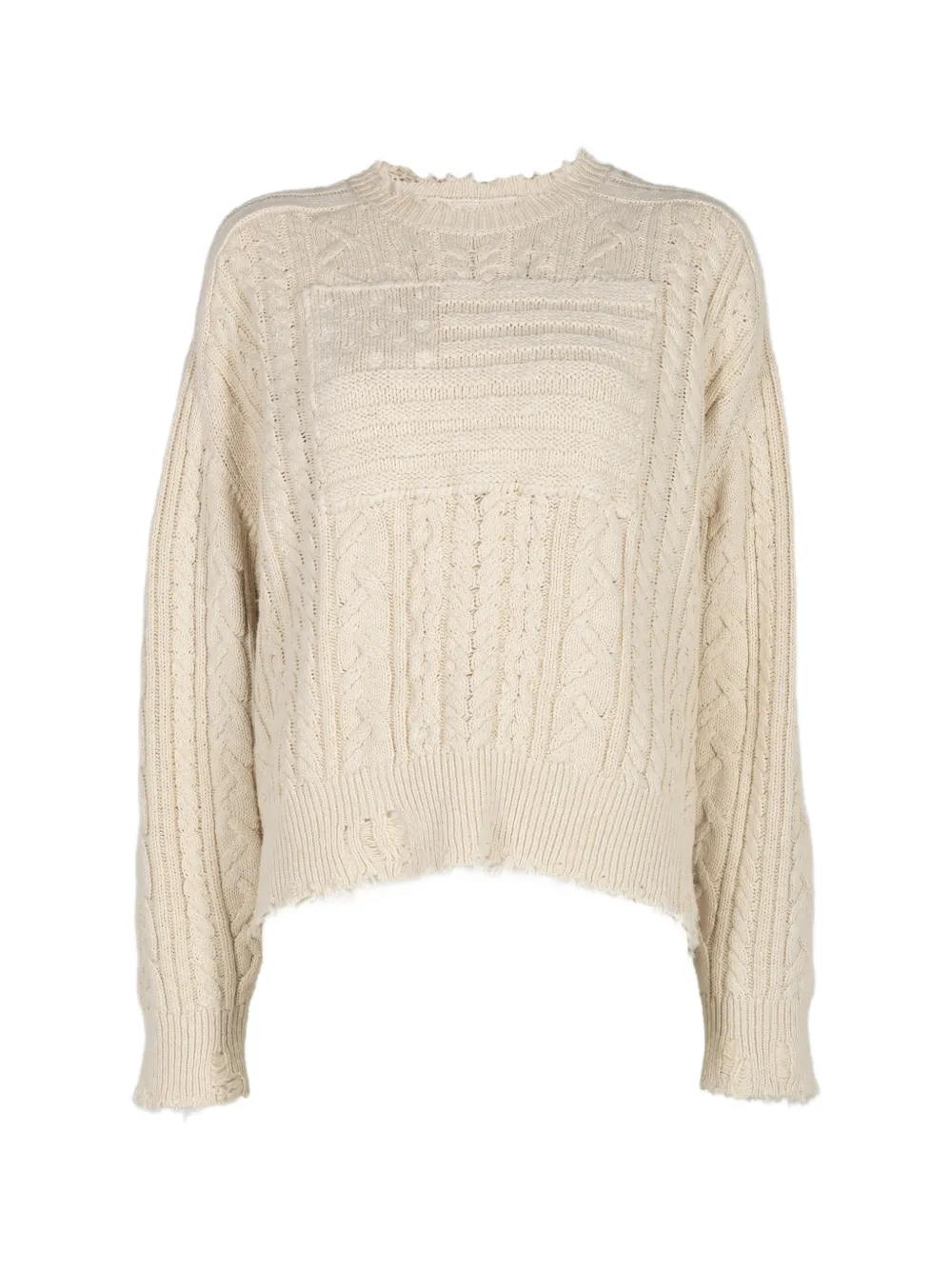 Denimist distressed cable-knit sweater - Toni neutri