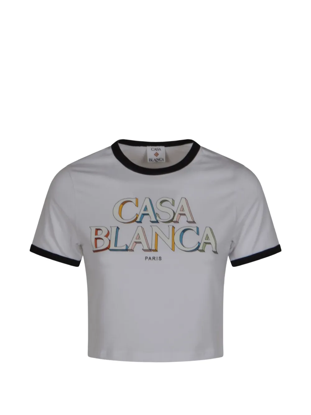 Casablanca logo-print cropped T-shirt - Bianco