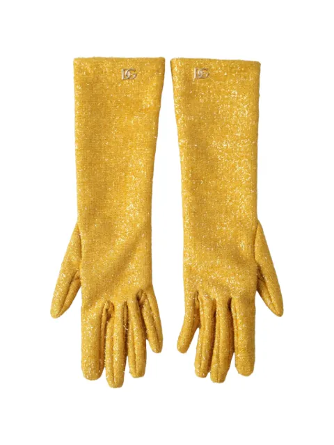 Dolce & Gabbana guantes con lentejuelas y placa del logo