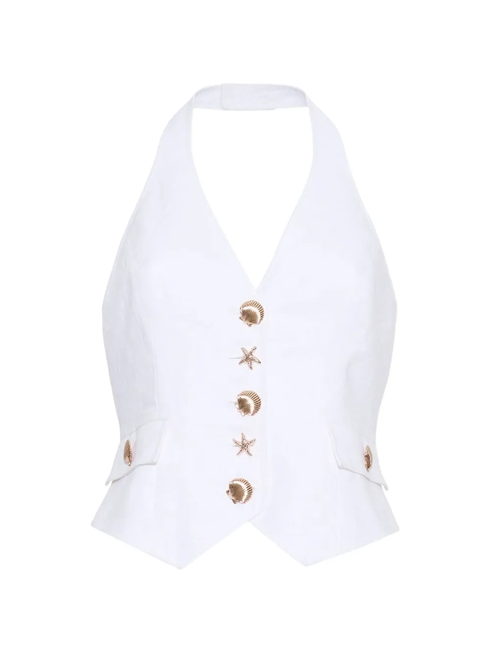 Cara Cara Top Prescott con scollo all'americana - Bianco
