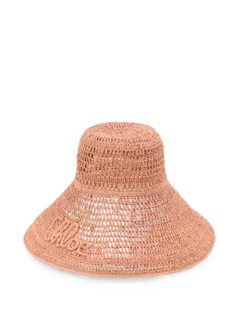 Chloé logo-embroidered raffia hat