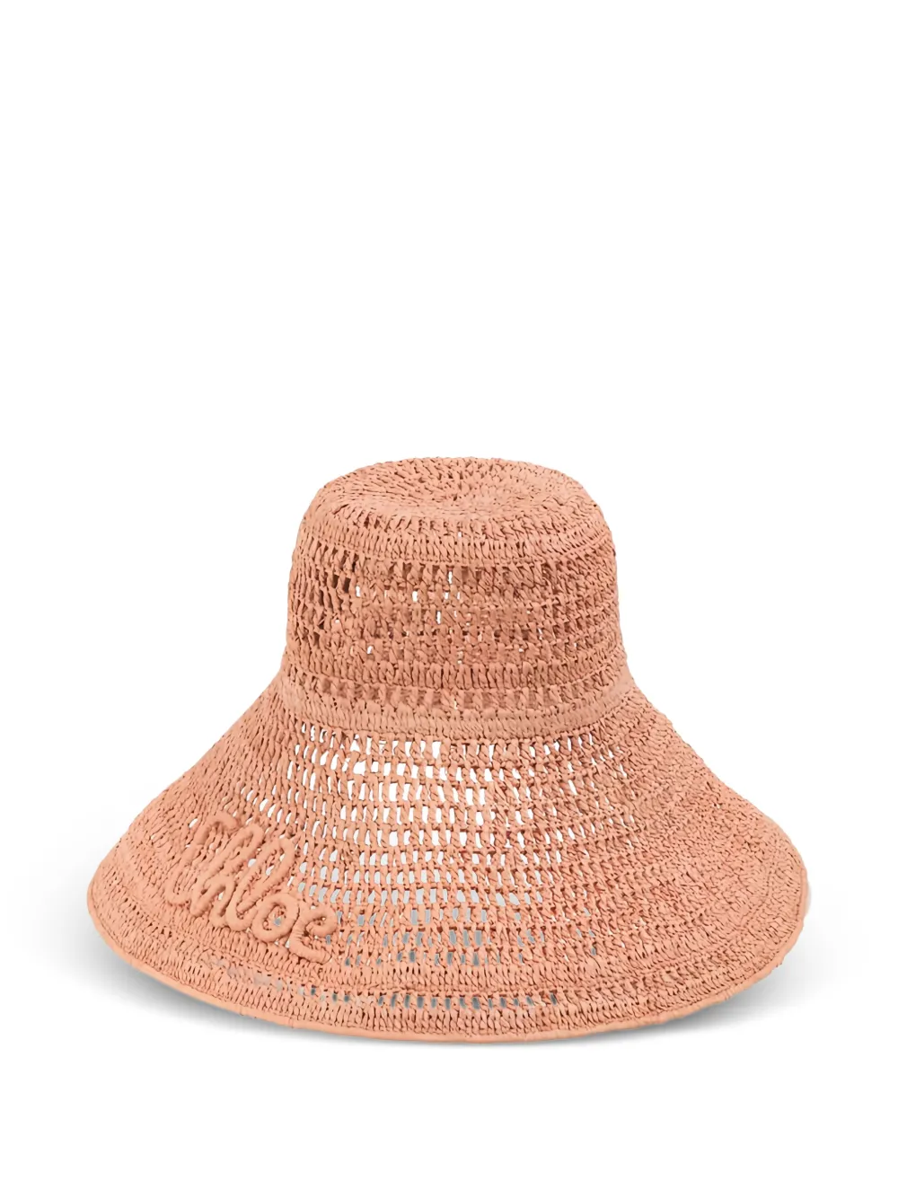 Chloé logo-embroidered raffia hat - Nude