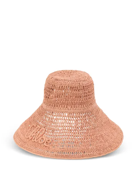 Chloé logo-embroidered raffia hat
