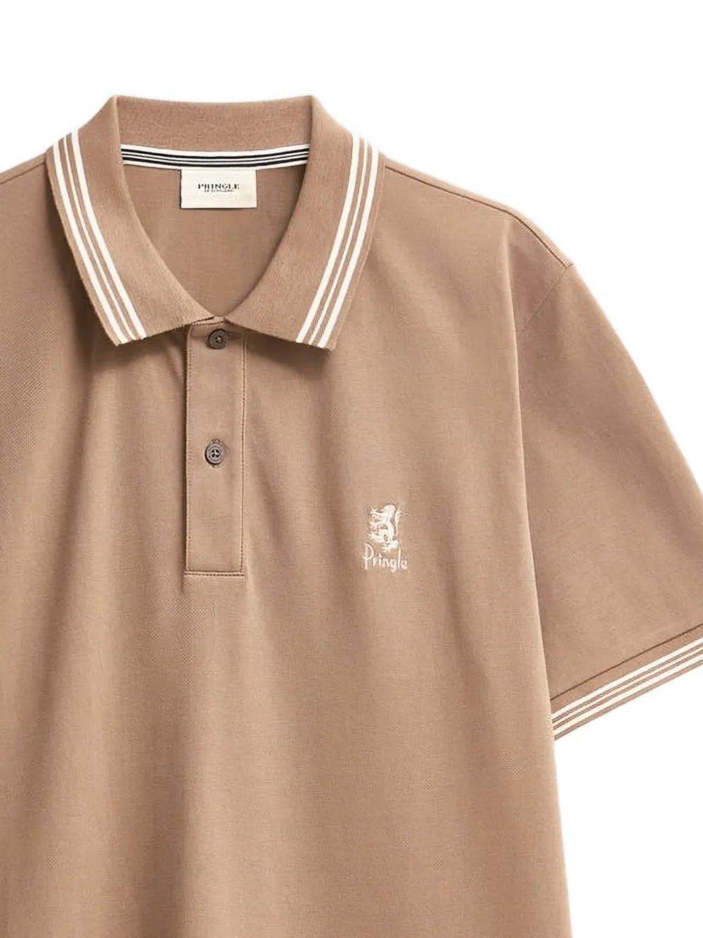 Pringle of Scotland Piqué gebreid poloshirt met afwerking Beige