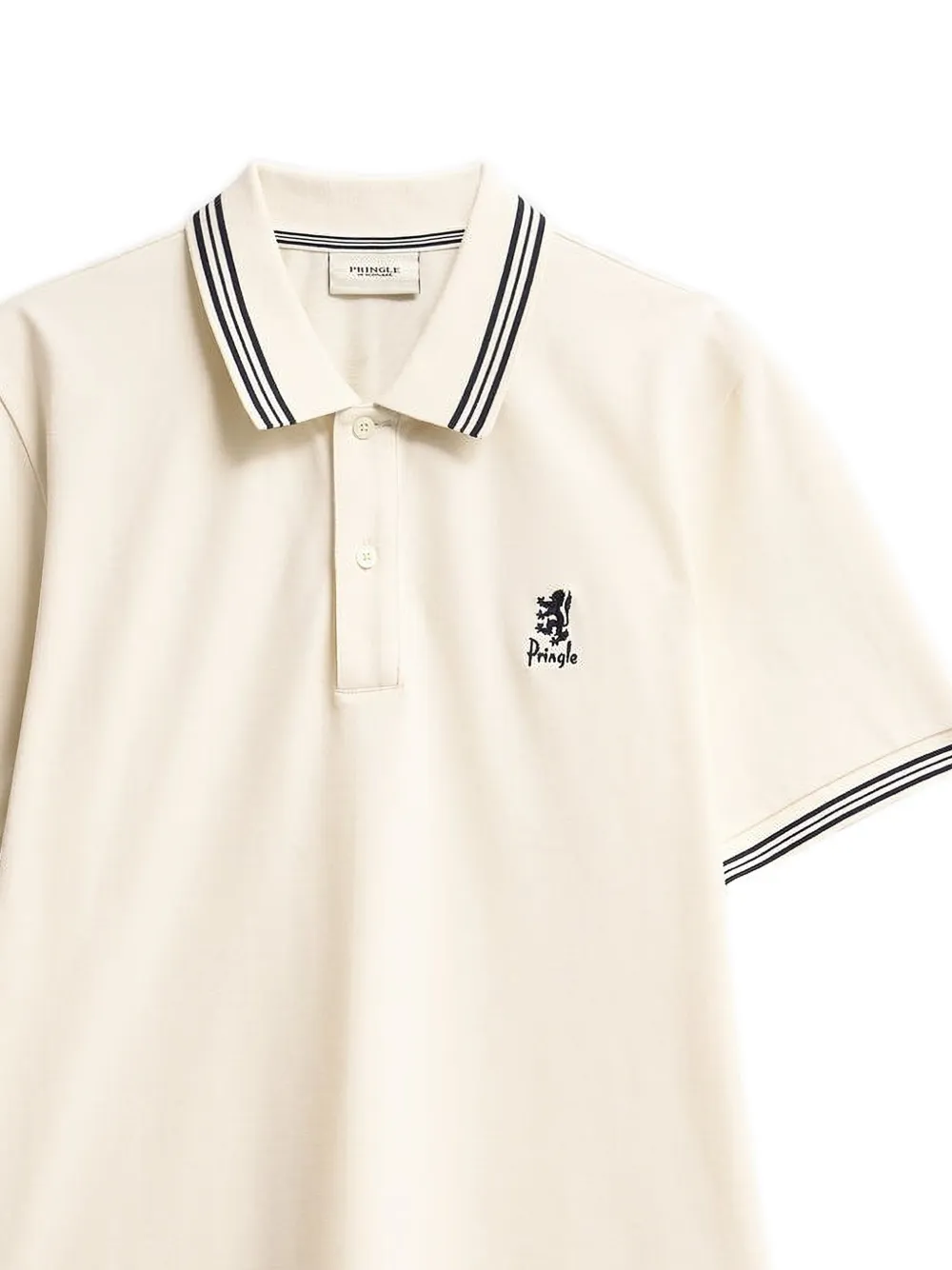 Pringle of Scotland Piqué katoenen poloshirt met gestreepte afwerking Beige