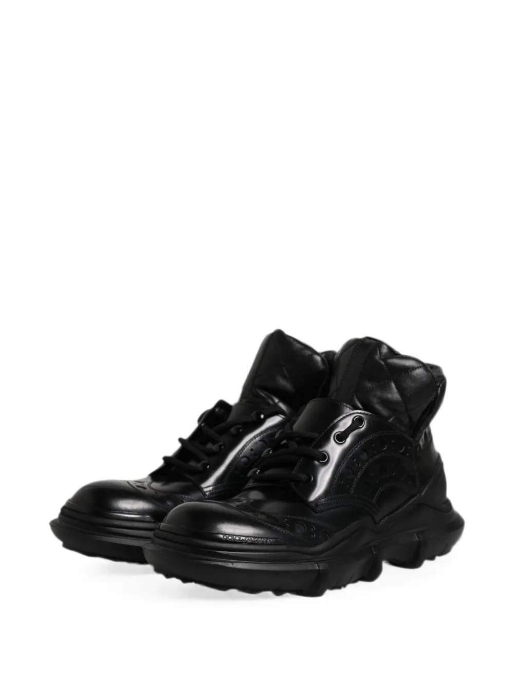 Dolce & Gabbana quilted brogue-detail platform sneakers Zwart