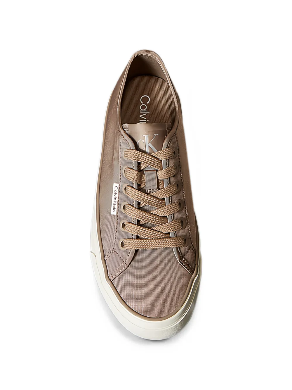 Calvin Klein Moiré Comfort logo-patch platform sneakers Bruin
