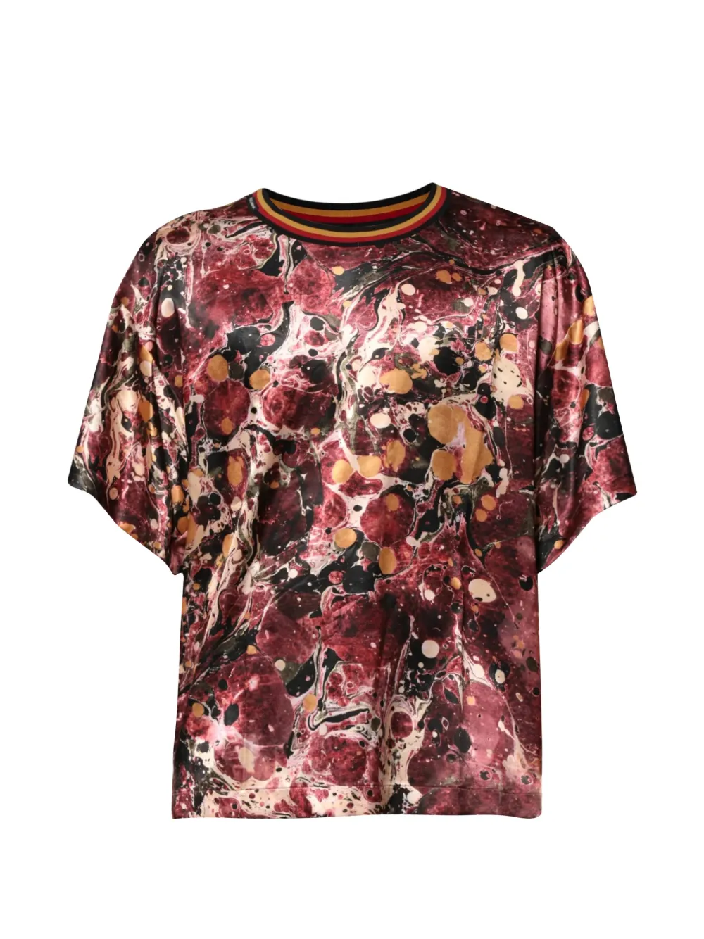 Dolce & Gabbana T-Shirt mit Marmor-Print - Rot