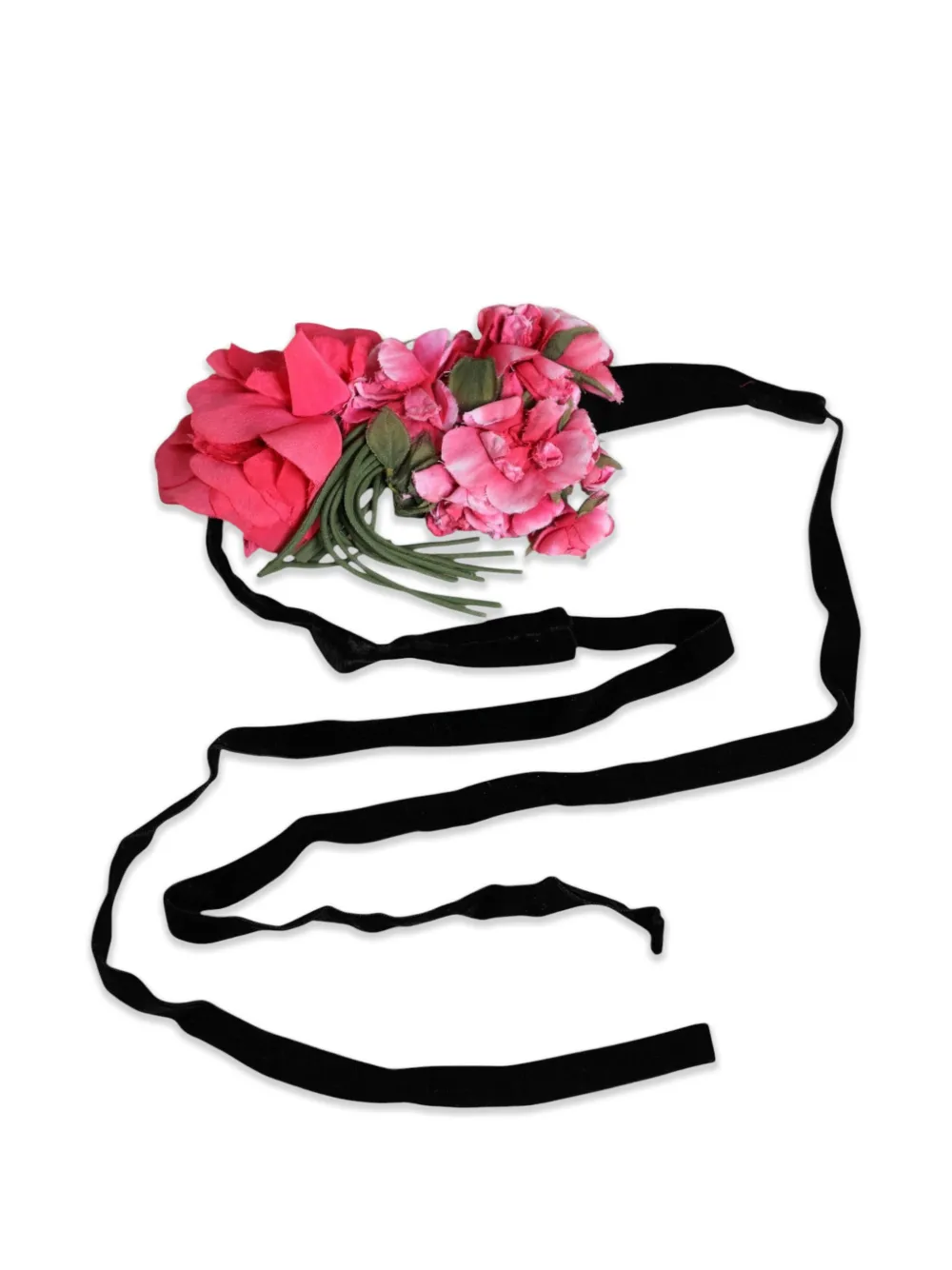 Dolce & Gabbana Fluwelen riem met bloemen-applicatie Zwart