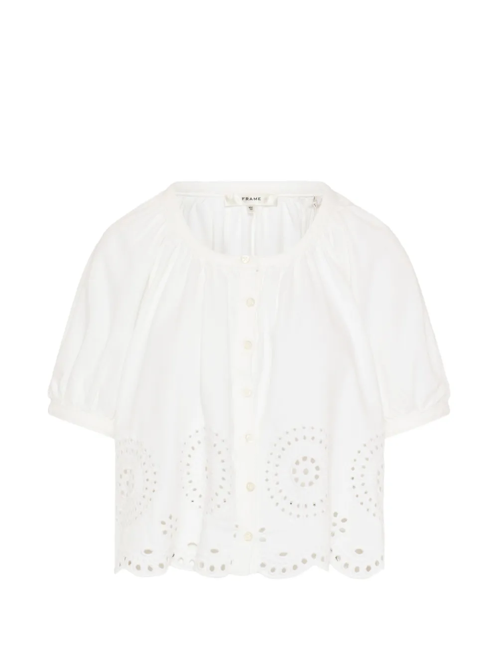 FRAME Eyelet Billow scalloped-hem blouse - Bianco