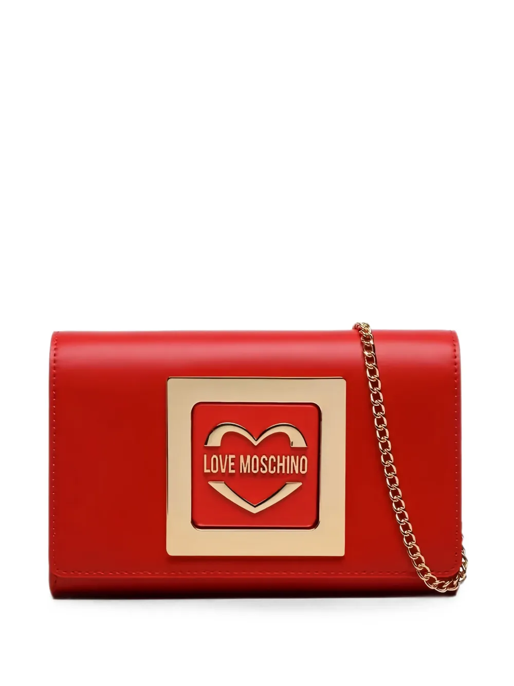 Love Moschino Clutch con catena e placca logo - Rosso