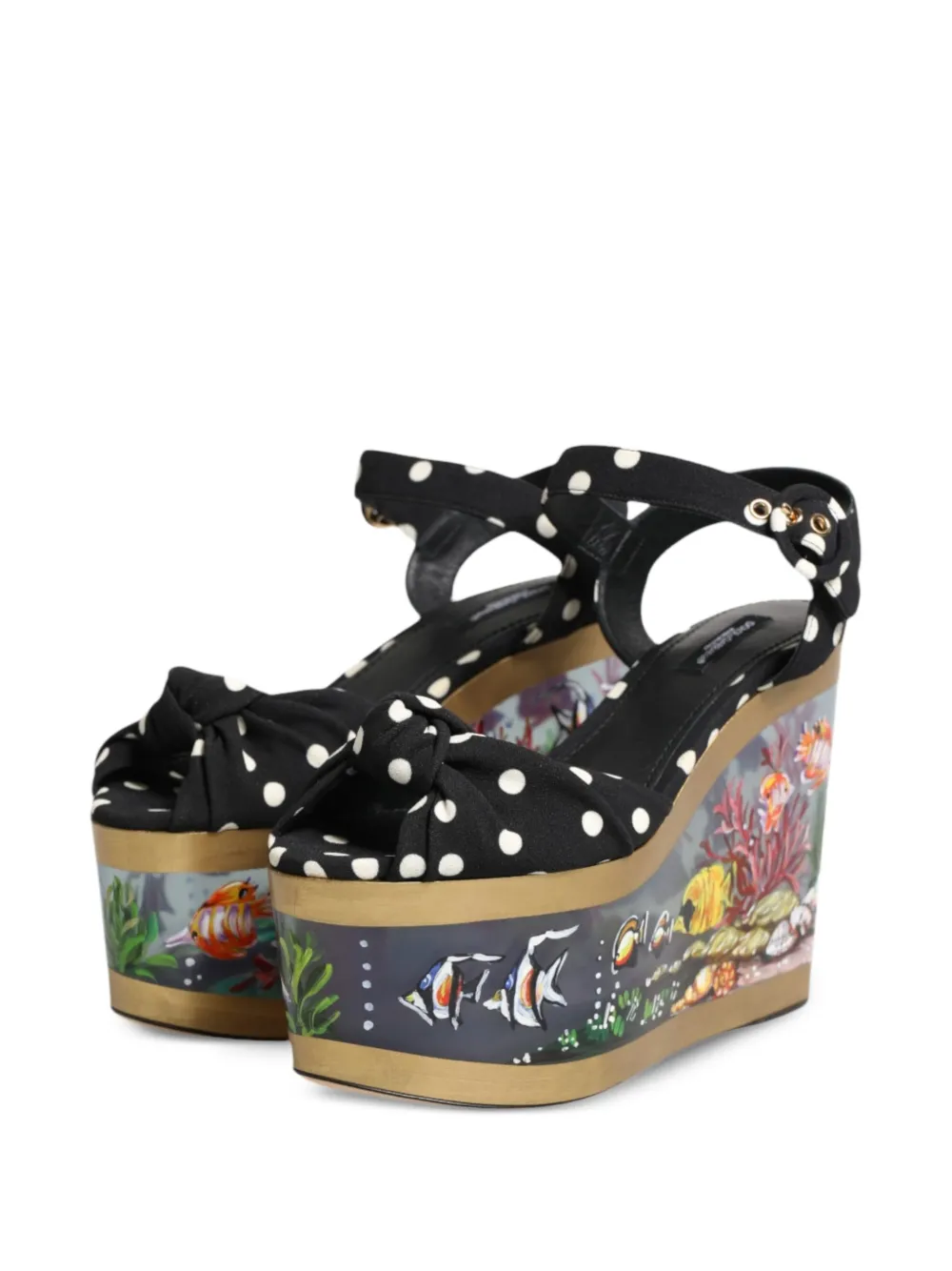 Dolce & Gabbana polka-dot fish-motif sandals Zwart