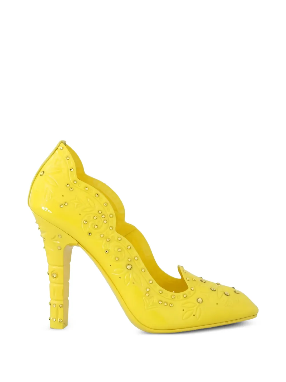 Dolce & Gabbana Kristallverzierte Pumps mit Blumenprägung - Gelb
