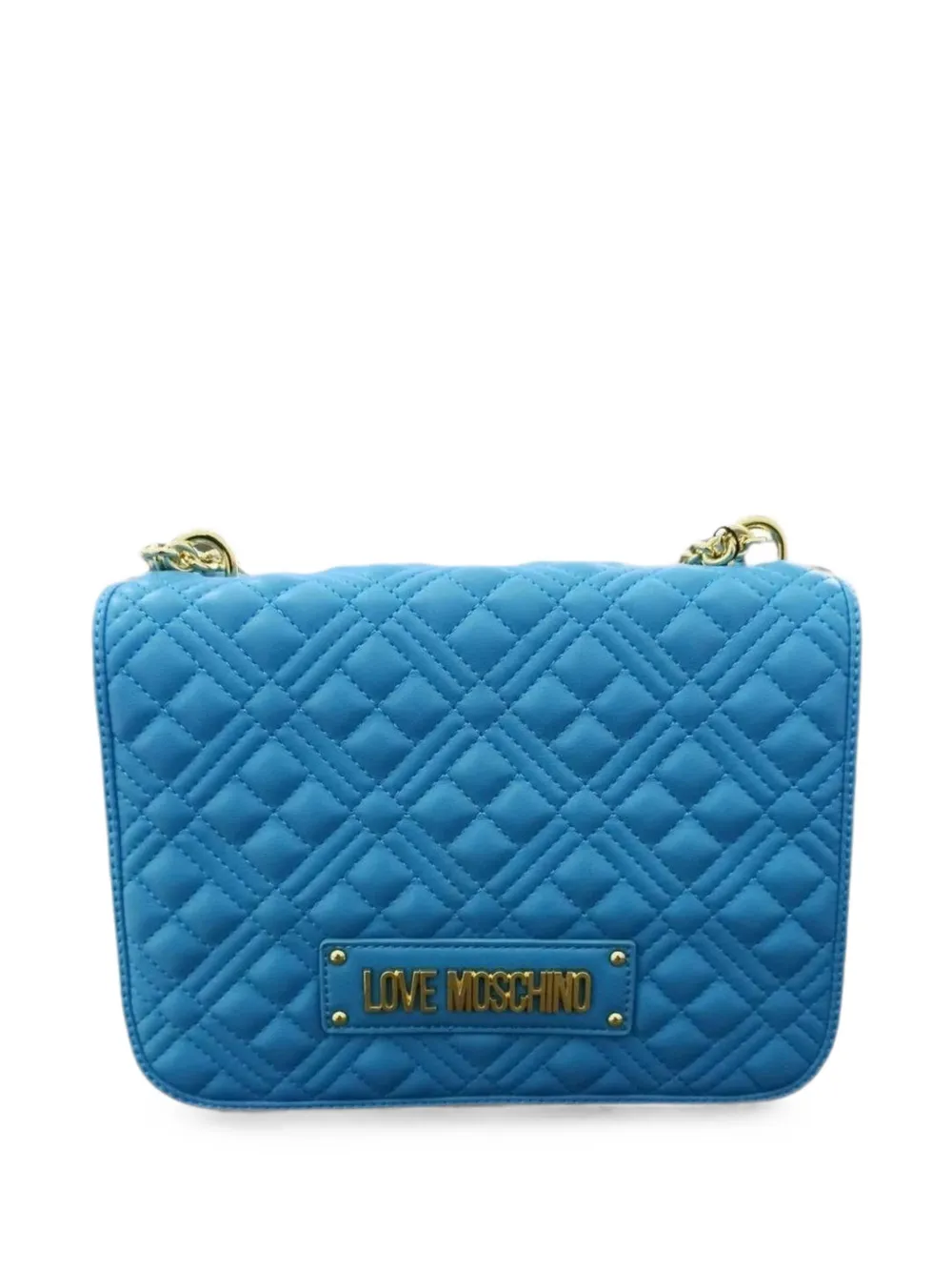 Love Moschino Clutch con placca logo - Blu
