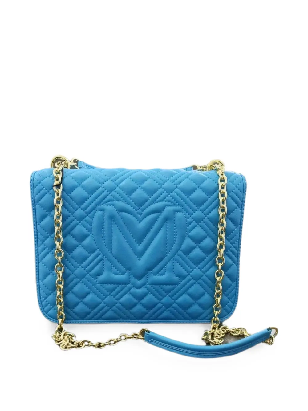 Love Moschino Gewatteerde clutch met logo-plakkaat Blauw