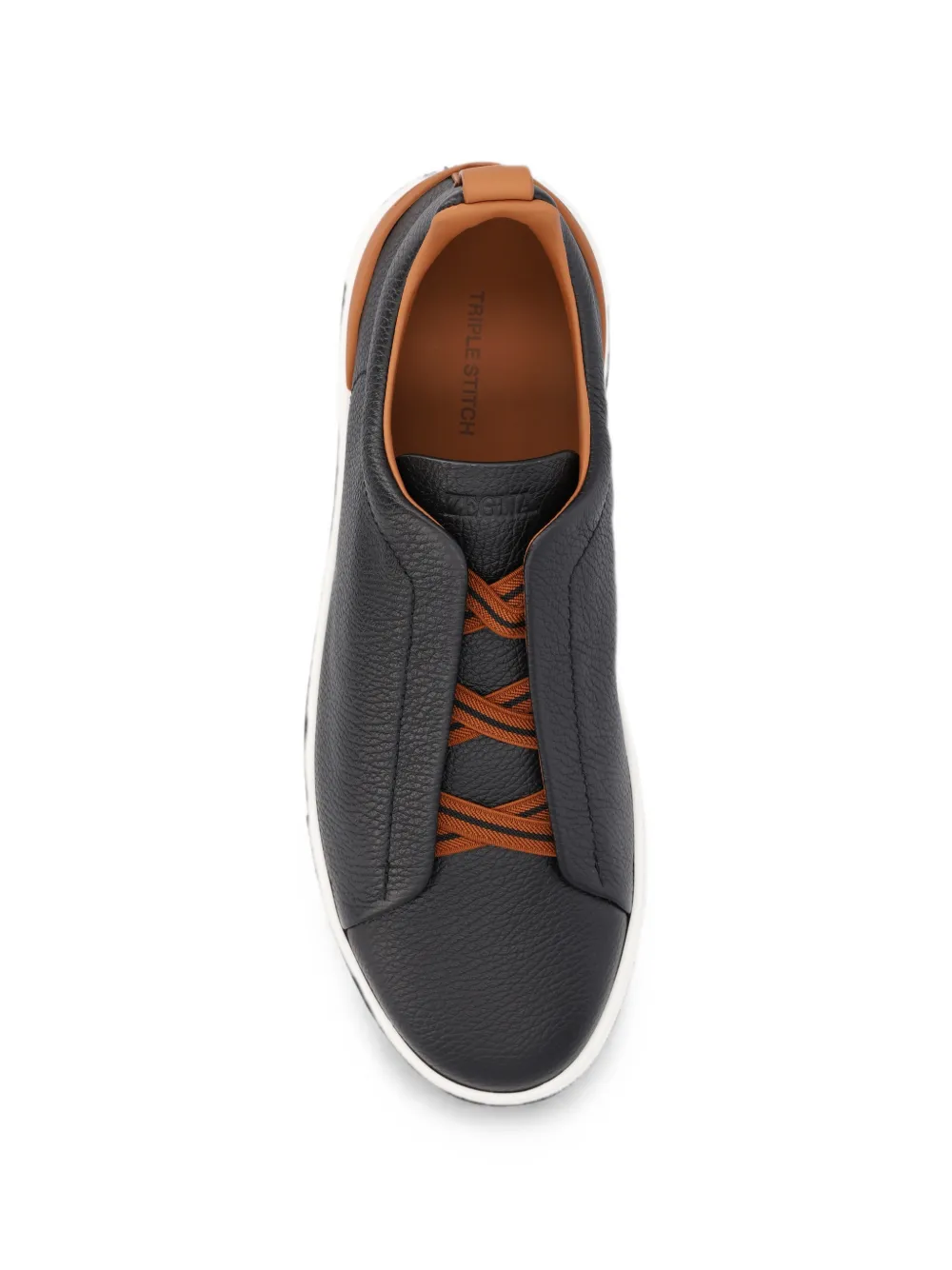 Zegna Triple Stitch leather sneakers Zwart
