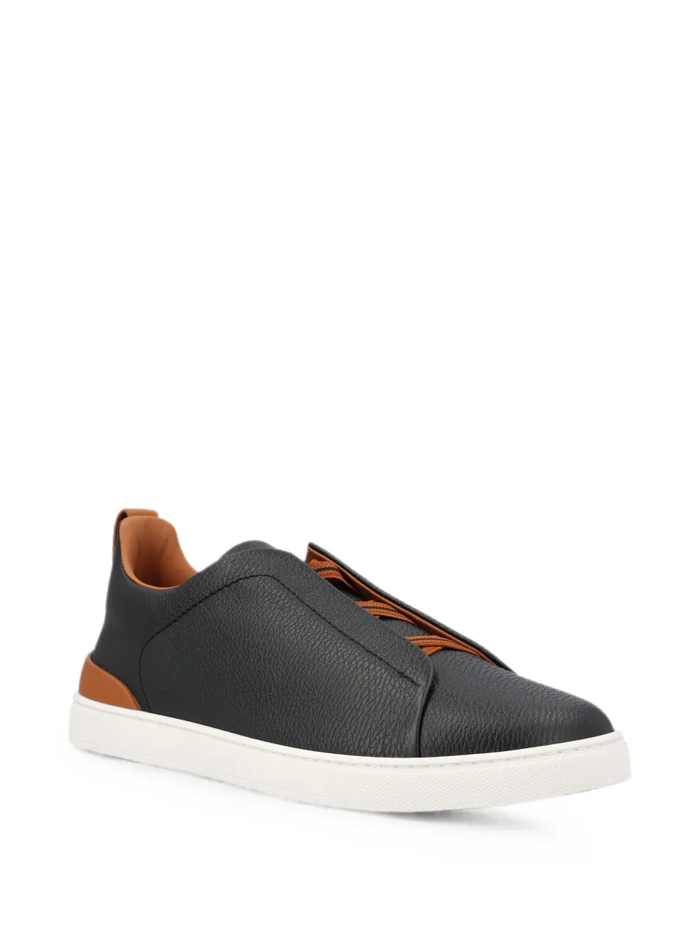 Zegna Triple Stitch leather sneakers Zwart