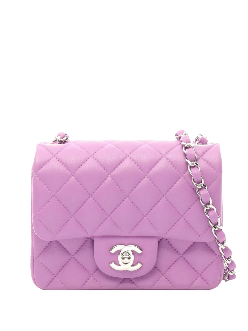 CHANEL Pre-Owned 2019 Mini Quilted Lambskin Single Flap crossbody bag - Viola