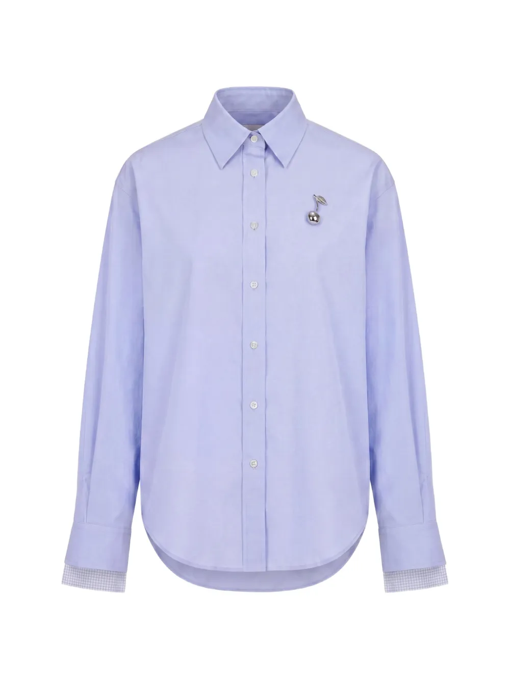 Monse cherry-embellished checked-cuff shirt - Blue