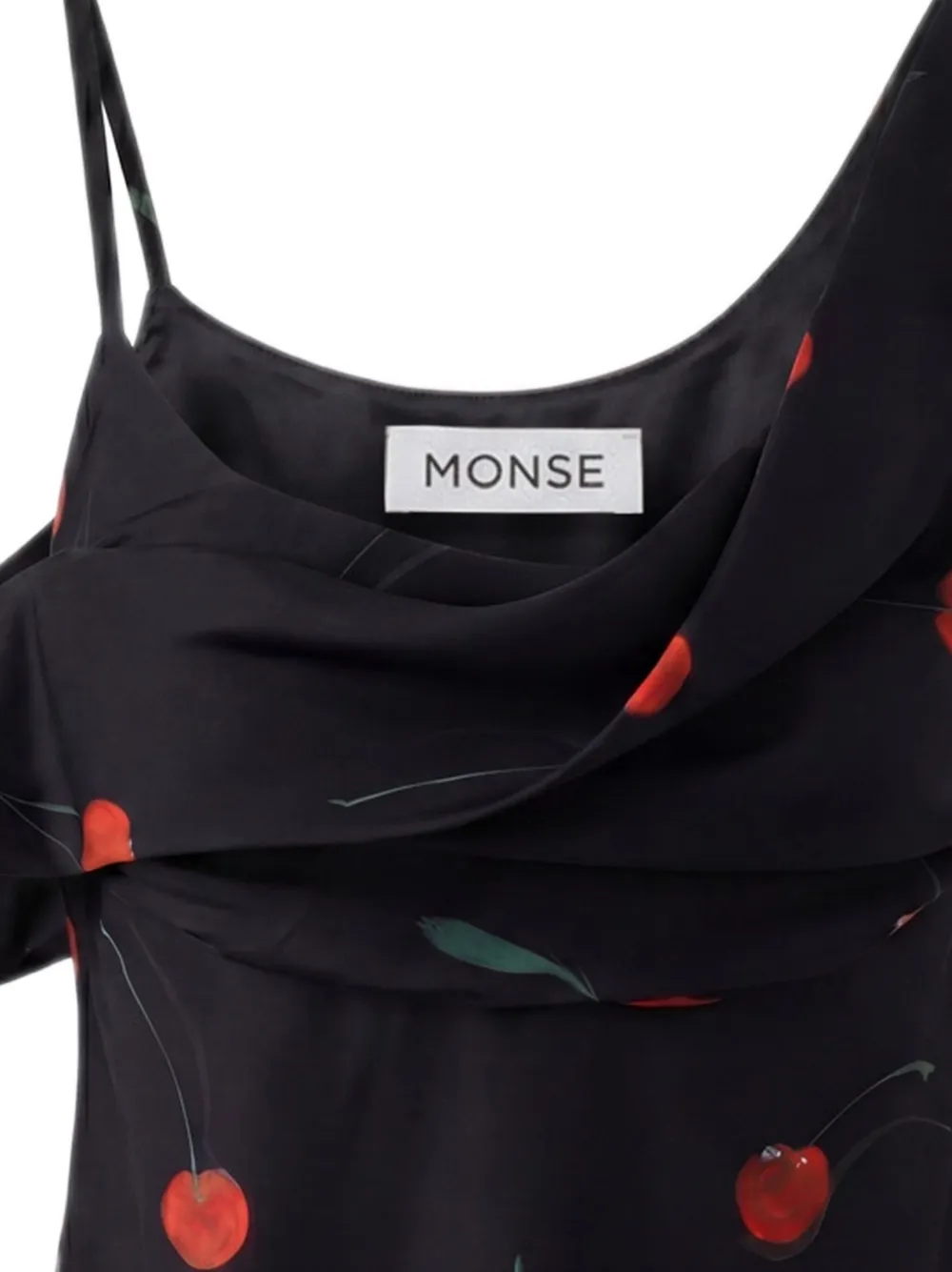 Monse Gedrapeerde top met kersenprint Zwart