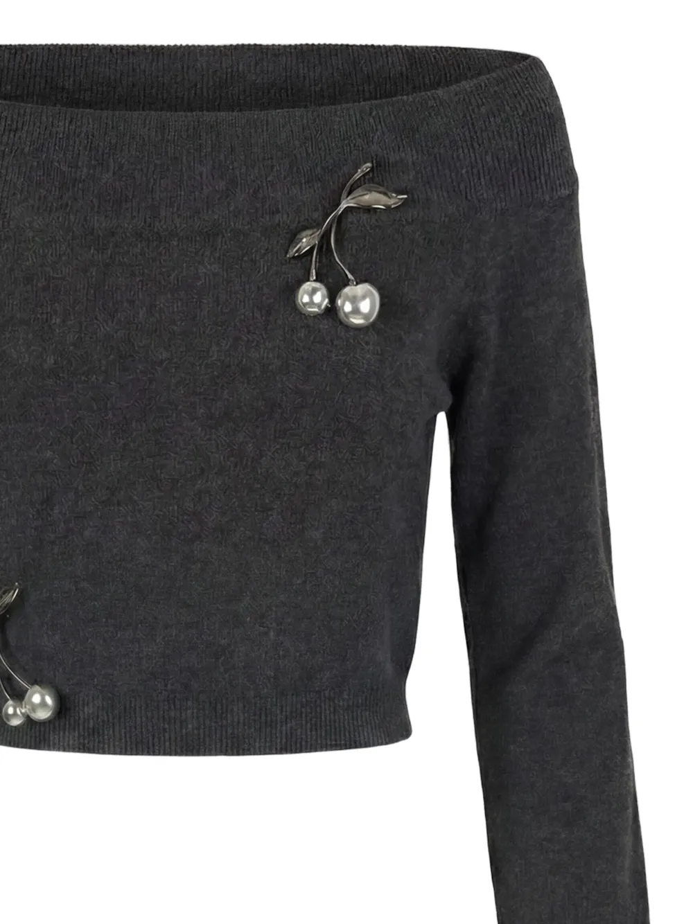 Monse Off-shoulder trui verfraaid met kersen Grijs
