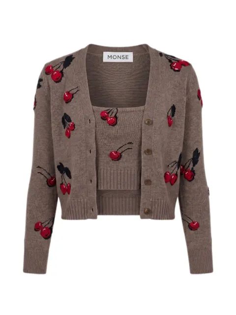 Monse cherry-intarsia cropped cardigan and top set