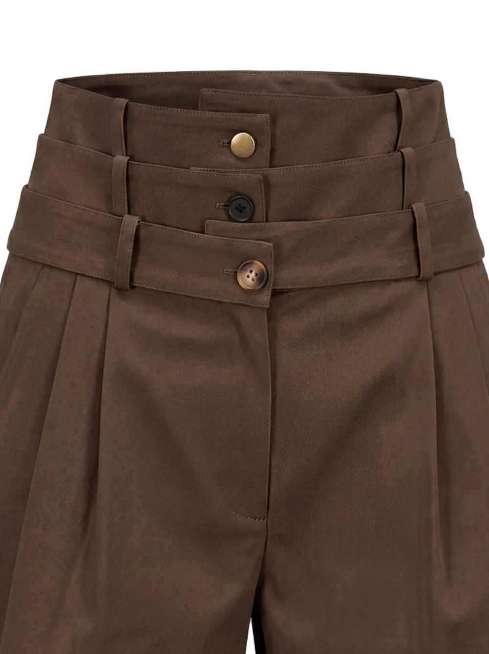 Monse Shorts met drievoudige tailleband en plooien Bruin
