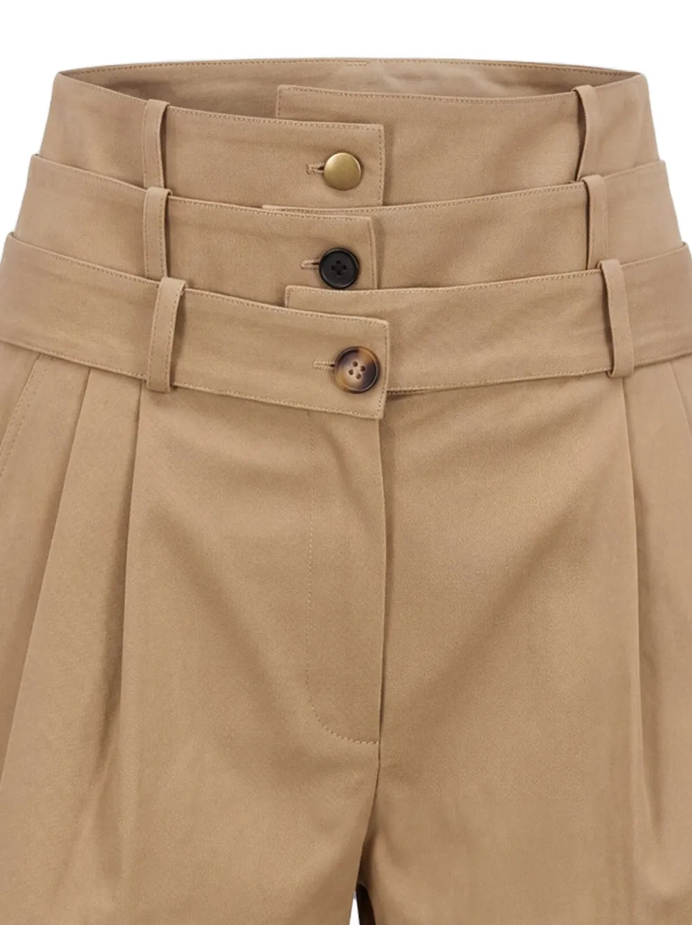 Monse Shorts met drievoudige tailleband en plooien Beige