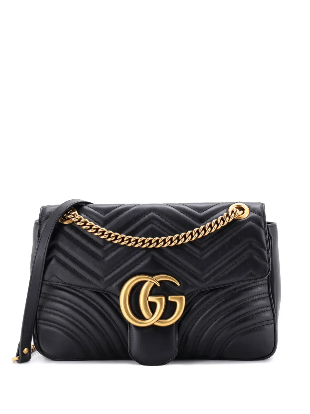 Gucci Pre-Owned GG Marmont Flap Bag Matelasse Leather Medium shoulder bag - Nero