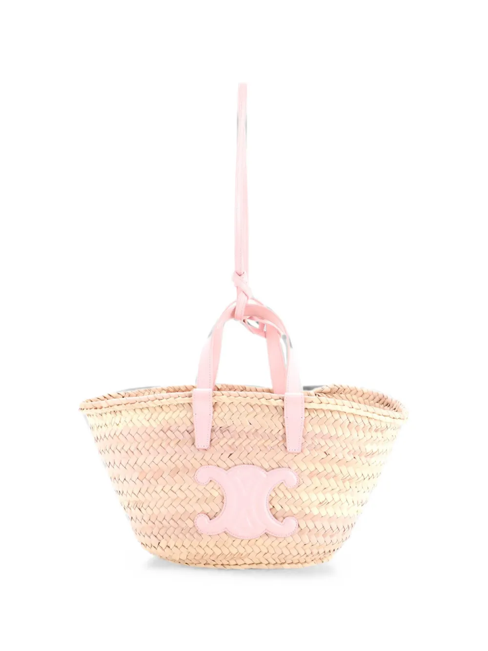 Celine Pre-Owned Classic Panier Basket Raffia and Leather Teen tote bag - Pink