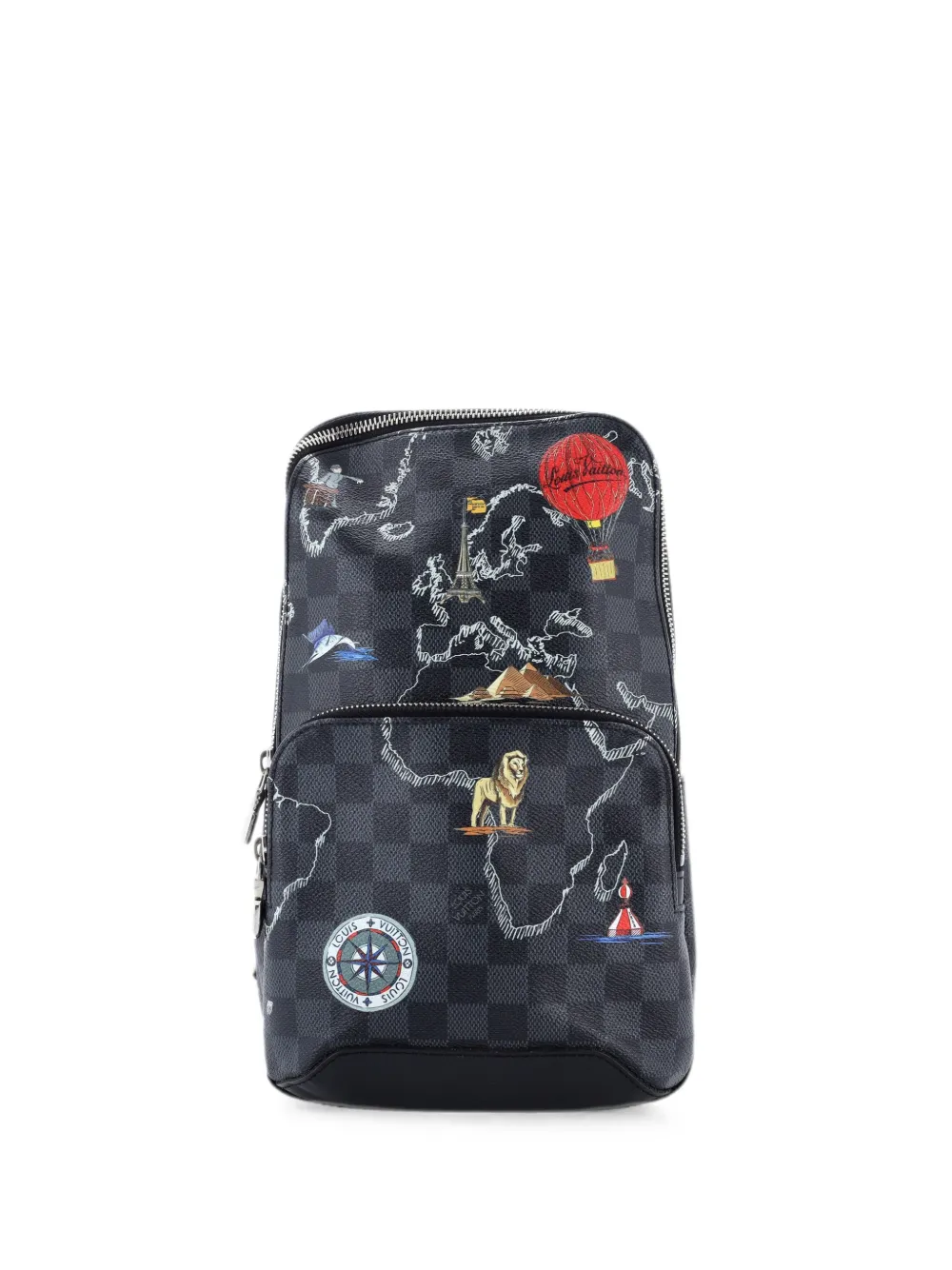 Louis Vuitton Pre-Owned Avenue Sling Bag Limited Edition Renaissance Map Damier Graphite crossbody bag - Nero