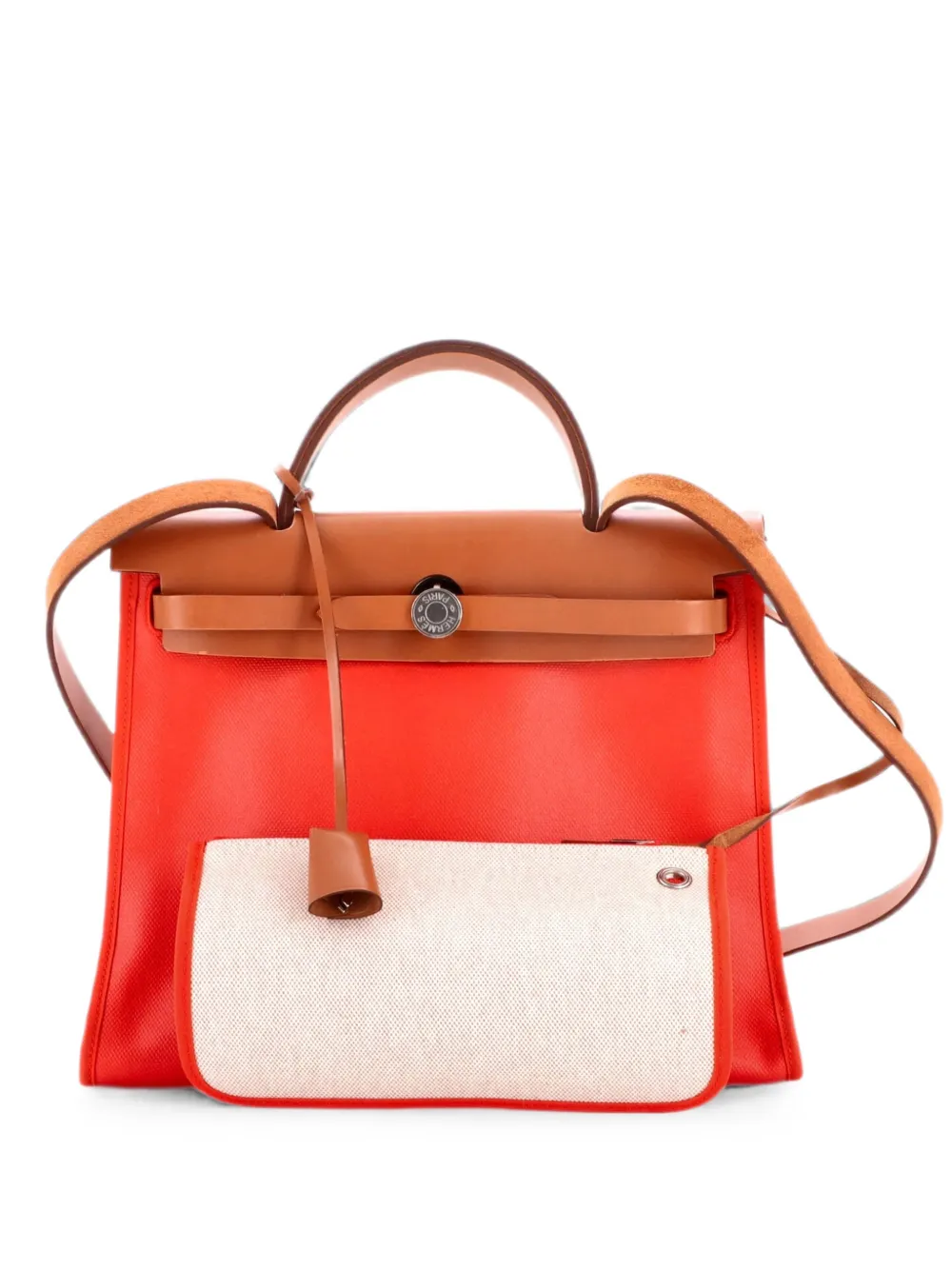 Hermès Pre-Owned Borsa a spalla Herbag Zip Berline Vache in tela e pelle 31 - Arancione